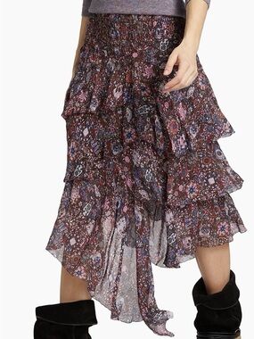 Isabel Marant Etoile Brigitte Ruffled Floral Midi-Skirt